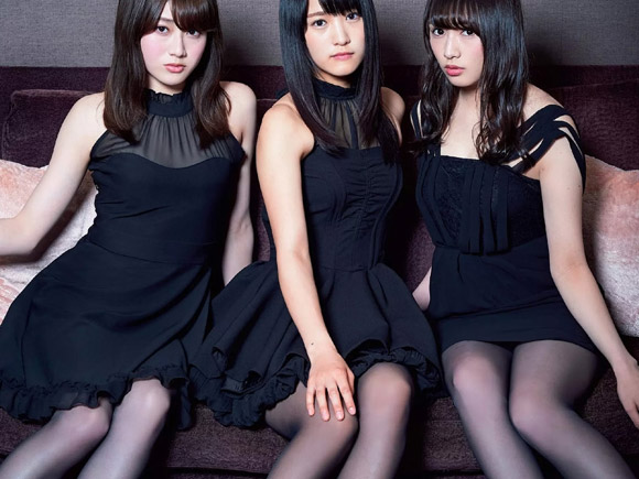 【欅坂４６】モデル系メンバー３人が黒ストッキングの美脚グラビア。